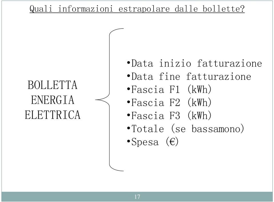 fatturazione Data fine fatturazione Fascia F1