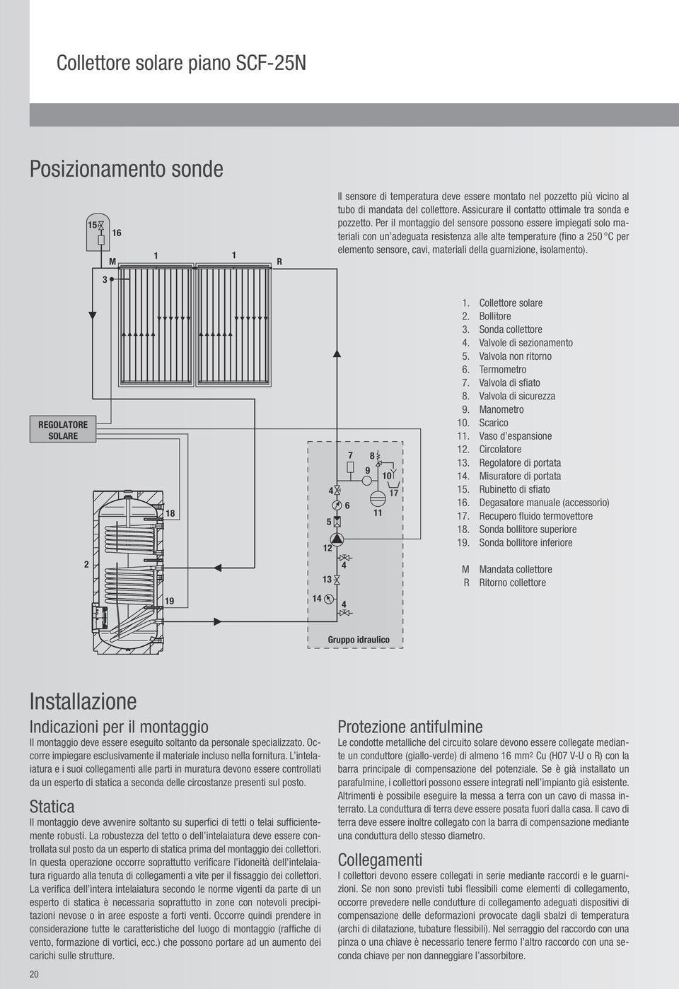 Per il montaggio del sensore possono essere impiegati solo materiali con un adeguata resistenza alle alte temperature (fino a 50 C per elemento sensore, cavi, materiali della guarnizione, isolamento).