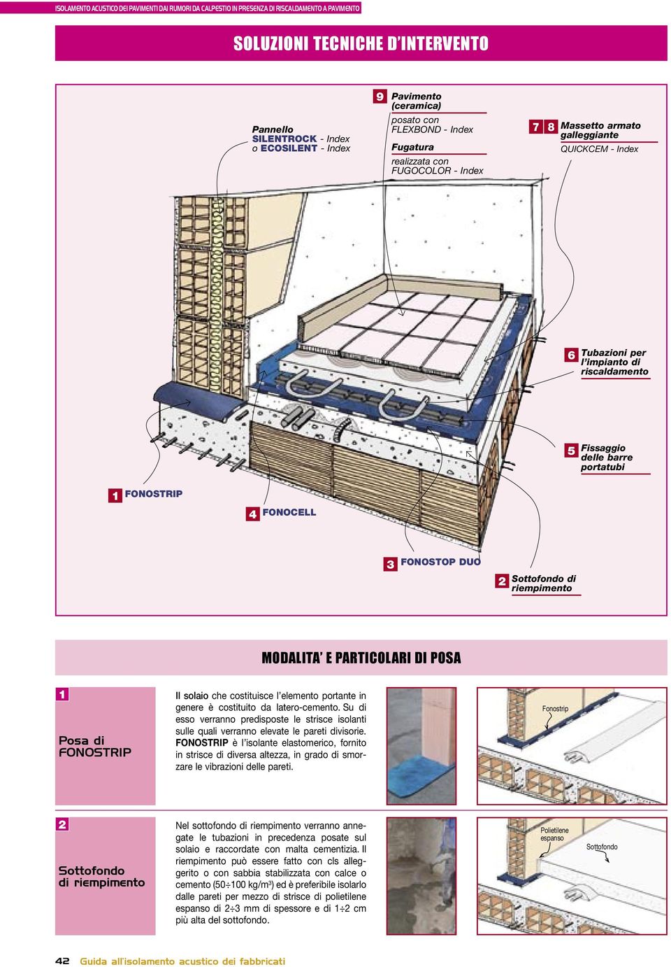 portatubi 1 FONOSTRIP 4 FONOCELL 3 2 Sottofondo di riempimento MODALITA E PARTICOLARI DI POSA 1 Posa di FONOSTRIP Il solaio che costituisce l elemento portante in genere è costituito da