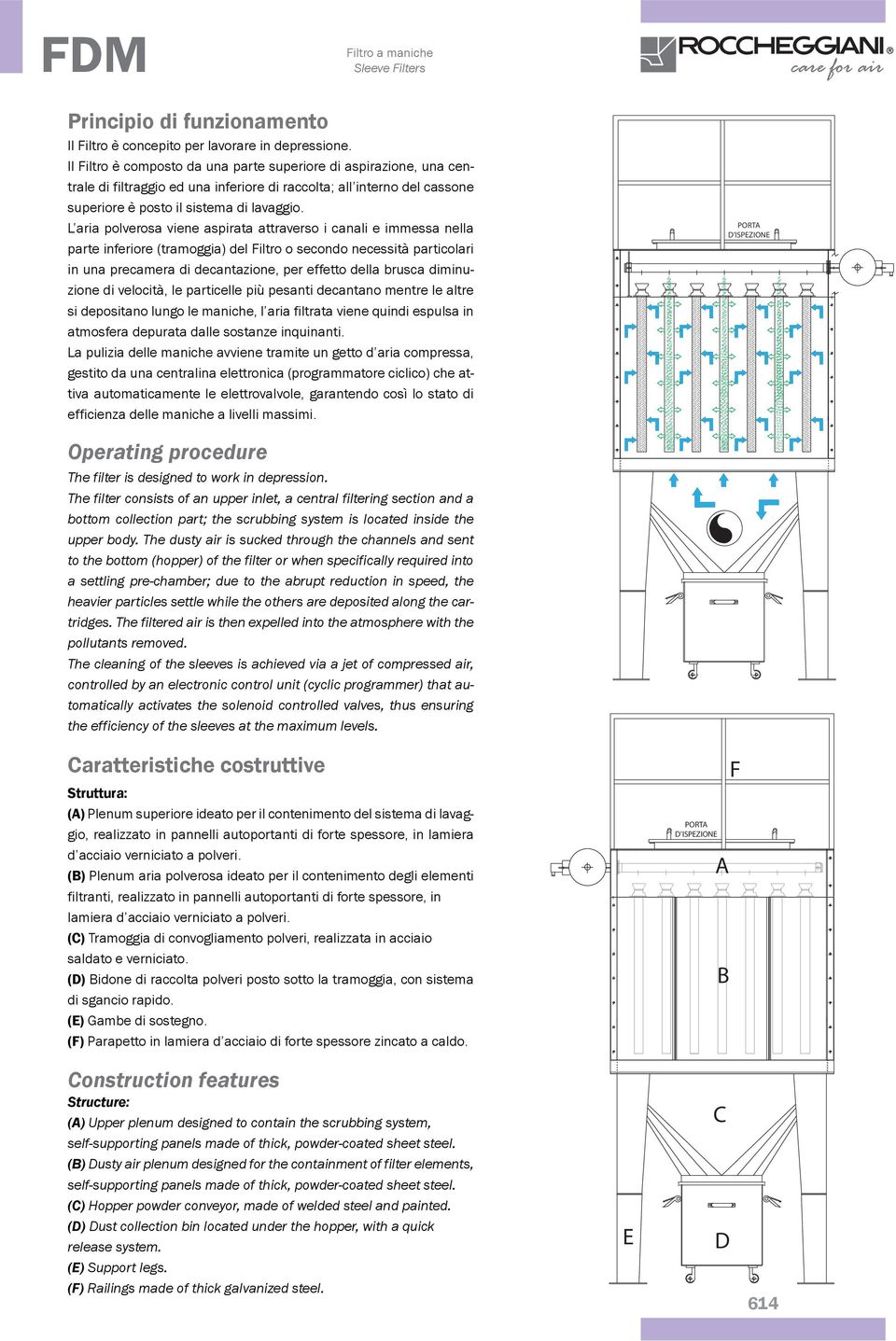 gestito da una centralina elettronica (programmatore ciclico) che at- Operating procedure The filter is designed to work in depression.