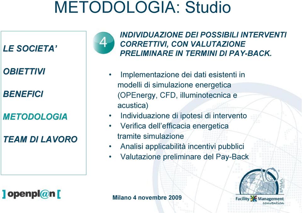 Implementazione dei dati esistenti in modelli di simulazione energetica (OPEnergy, CFD, illuminotecnica e acustica)