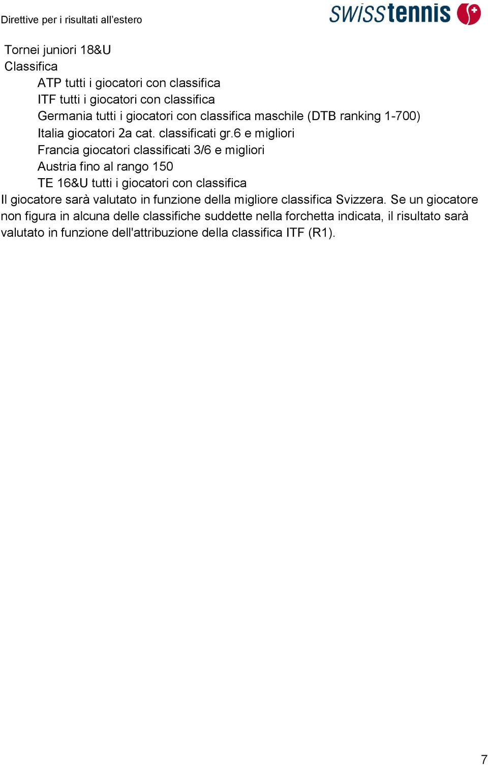 6 e migliori Francia giocatori classificati 3/6 e migliori Austria fino al rango 150 TE 16&U tutti i giocatori con classifica Il giocatore sarà