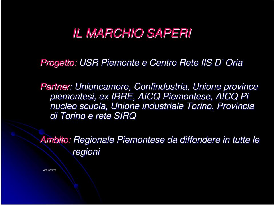 Piemontese, AICQ Pi nucleo scuola, Unione industriale Torino, Provincia di