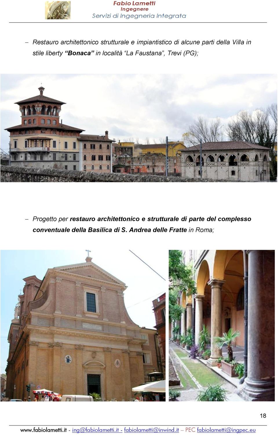 (PG); Progetto per restauro architettonico e strutturale di parte del