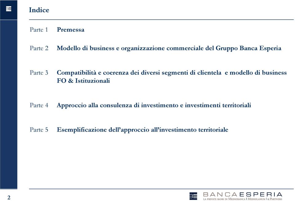 modello di business FO & Istituzionali Parte 4 Approccio alla consulenza di investimento e