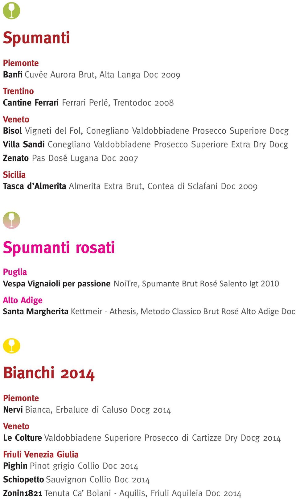 Vignaioli per passione NoiTre, Spumante Brut Rosé Salento Igt 2010 Alto Adige Santa Margherita Kettmeir - Athesis, Metodo Classico Brut Rosé Alto Adige Doc Bianchi 2014 Piemonte Nervi Bianca,