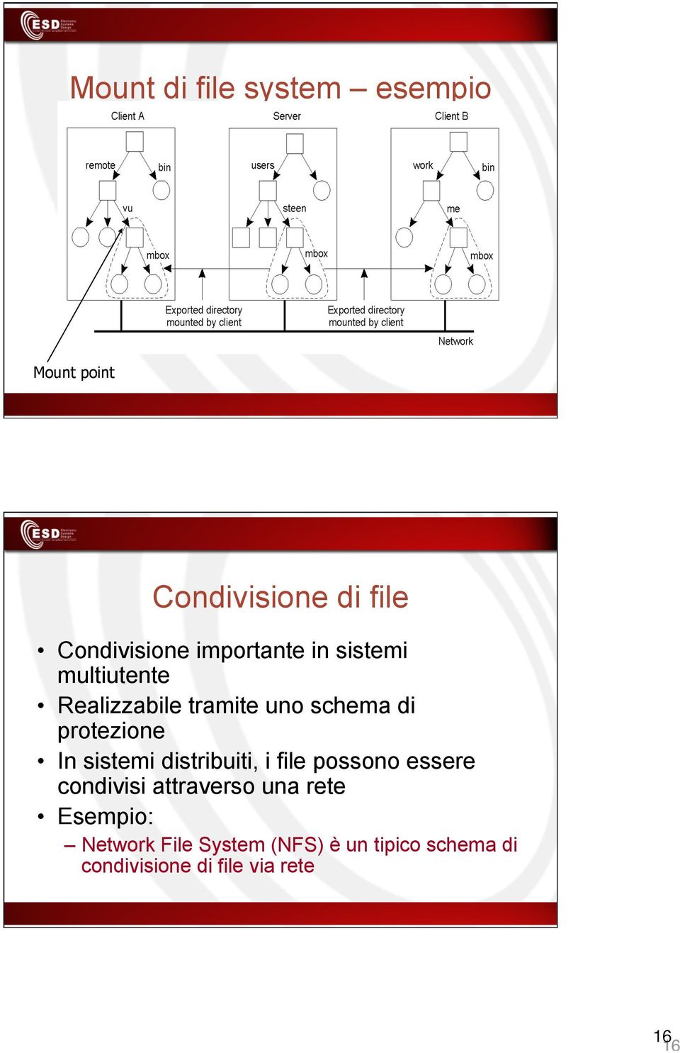 In sistemi distribuiti, i file possono essere condivisi attraverso una rete