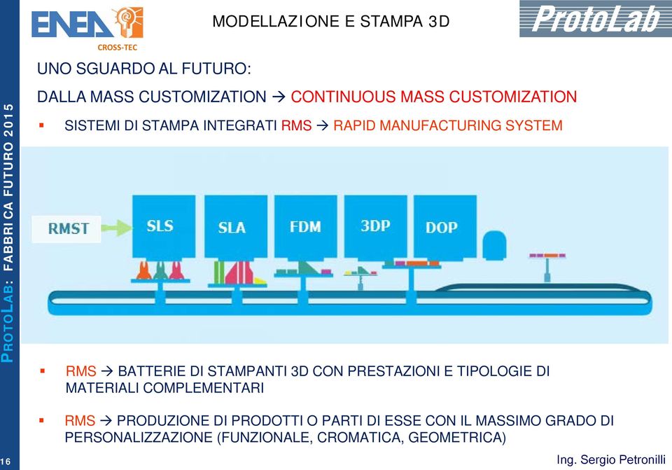 PRESTAZIONI E TIPOLOGIE DI MATERIALI COMPLEMENTARI 16 RMS PRODUZIONE DI PRODOTTI O