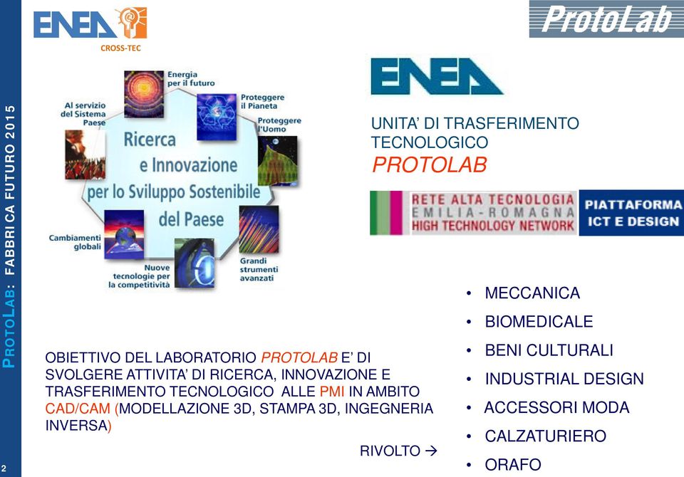 3D, STAMPA 3D, INGEGNERIA INVERSA) UNITA DI TRASFERIMENTO TECNOLOGICO PROTOLAB