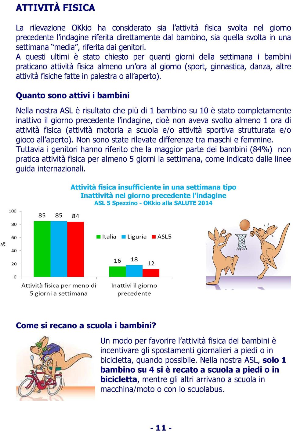 A questi ultimi è stato chiesto per quanti giorni della settimana i bambini praticano attività fisica almeno un ora al giorno (sport, ginnastica, danza, altre attività fisiche fatte in palestra o all