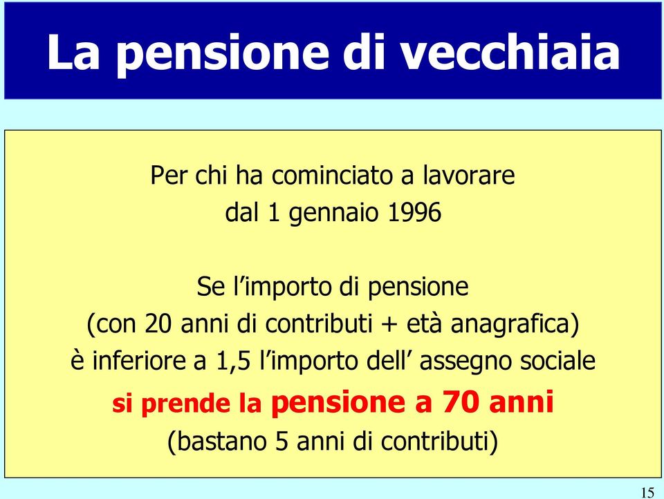 + età anagrafica) è inferiore a 1,5 l importo dell assegno