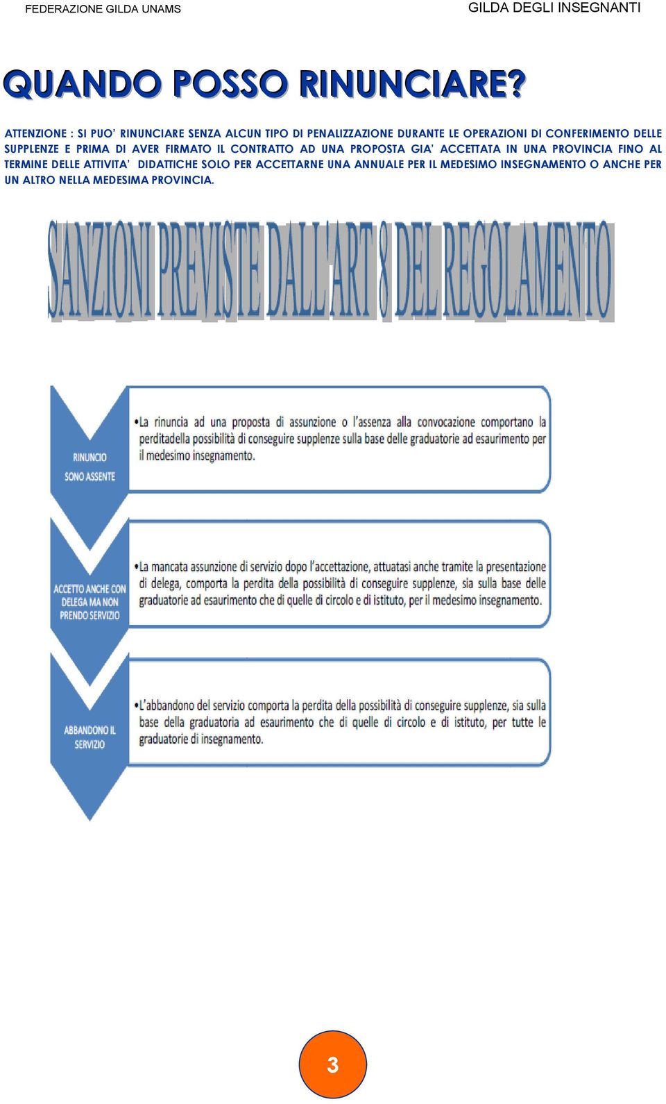 CONFERIMENTO DELLE SUPPLENZE E PRIMA DI AVER FIRMATO IL CONTRATTO AD UNA PROPOSTA GIA