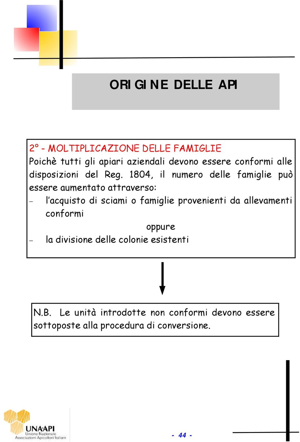 1804, il numero delle famiglie può essere aumentato attraverso: l acquisto di sciami o famiglie