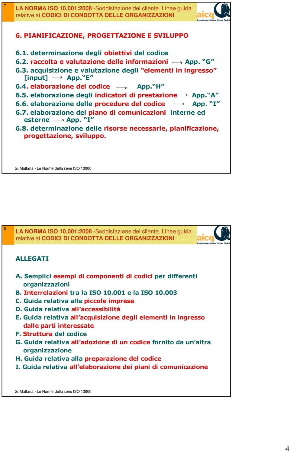 elaborazione degli indicatori di prestazione App. A 6.6. elaborazione delle procedure del codice App. I 6.7. elaborazione del piano di comunicazioni interne ed esterne App. I 6.8.