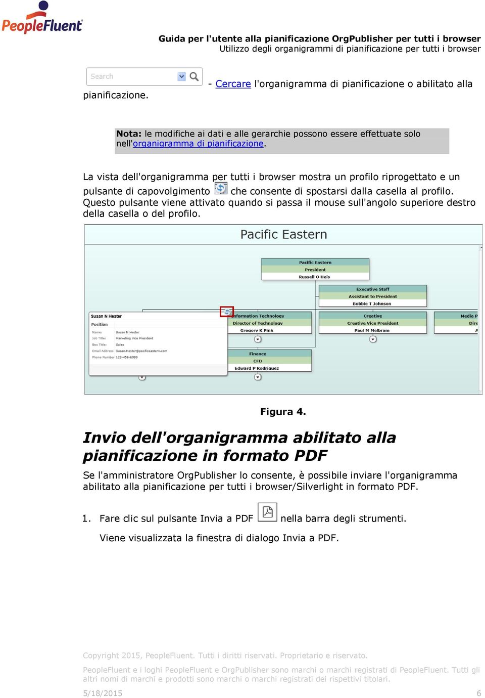 La vista dell'organigramma per tutti i browser mostra un profilo riprogettato e un pulsante di capovolgimento che consente di spostarsi dalla casella al profilo.