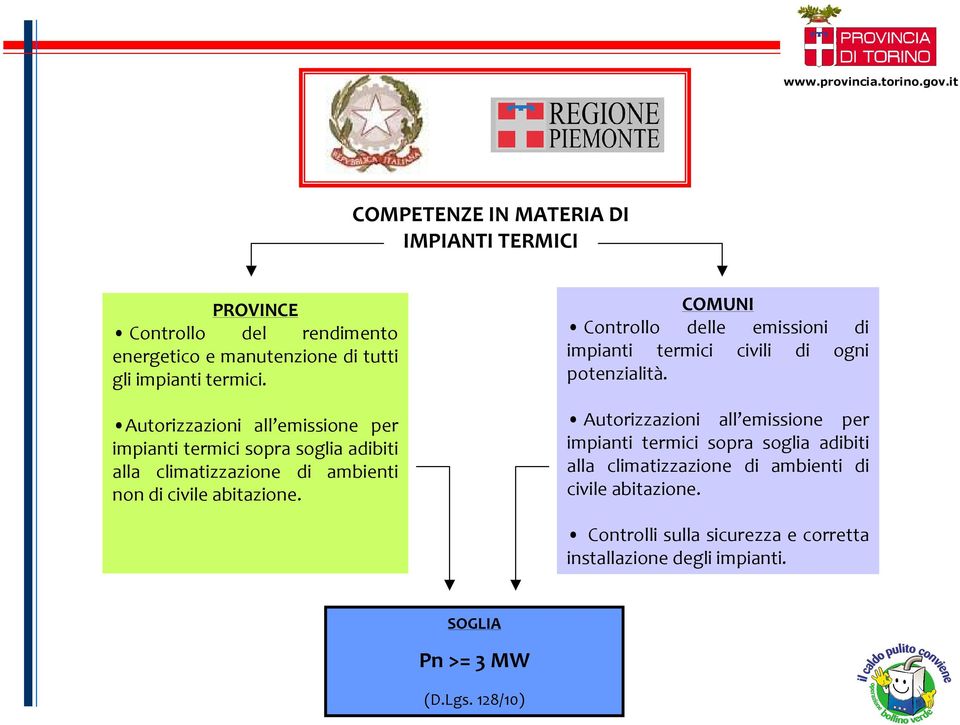 COMUNI Controllo delle emissioni di impianti termici civili di ogni potenzialità.