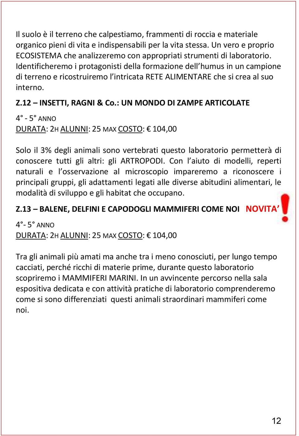 Identificheremo i protagonisti della formazione dell humus in un campione di terreno e ricostruiremo l intricata RETE ALIMENTARE che si crea al suo interno. Z.12 INSETTI, RAGNI & Co.