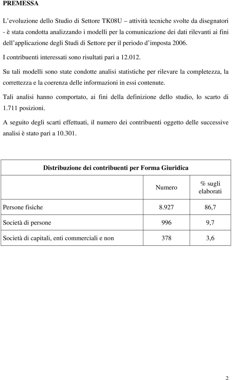 Su tali modelli sono state condotte analisi statistiche per rilevare la completezza, la correttezza e la coerenza delle informazioni in essi contenute.