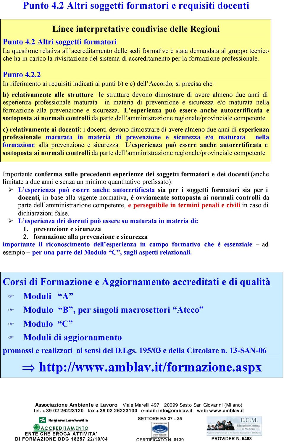 formazione professionale. Punto 4.2.