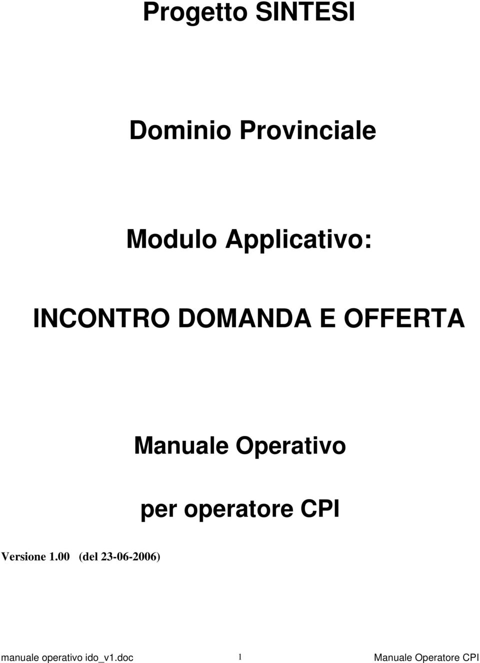 E OFFERTA Manuale Operativo per