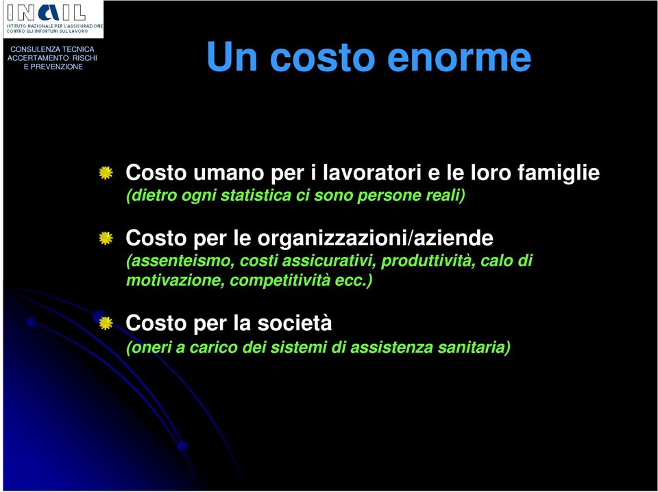 (assenteismo, costi assicurativi, produttività, calo di motivazione,