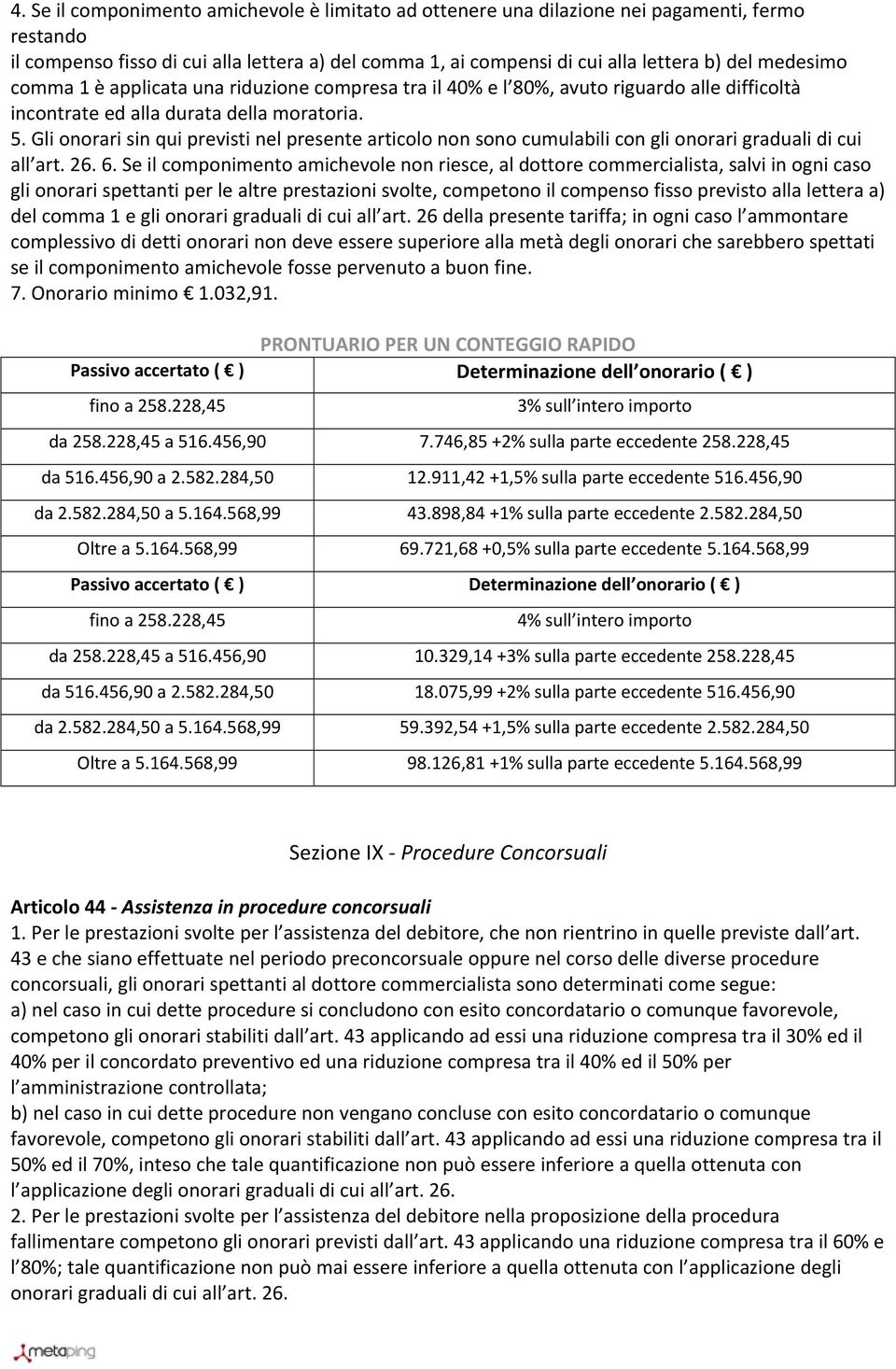 Gli onorari sin qui previsti nel presente articolo non sono cumulabili con gli onorari graduali di cui all art. 26. 6.