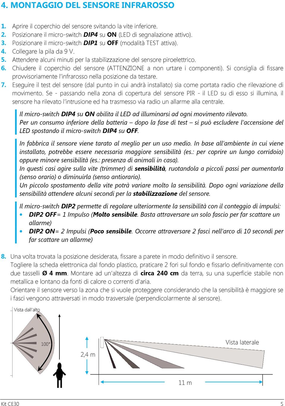 Chiudere il coperchio del sensore (ATTENZIONE a non urtare i componenti). Si consiglia di fissare provvisoriamente l infrarosso nella posizione da testare. 7.