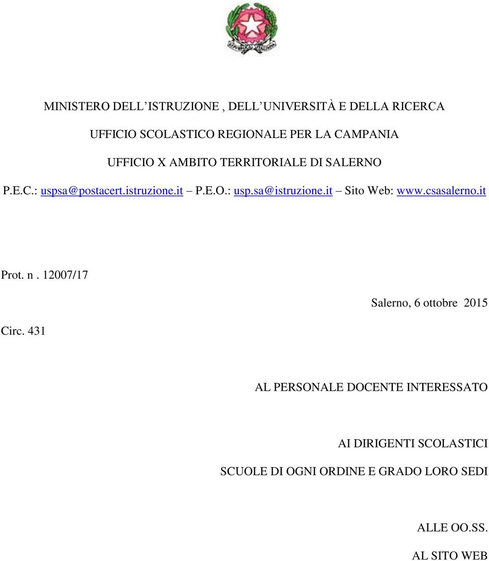 it Sito Web: www.csasalerno.it Prot. n. 12007/17 Circ.