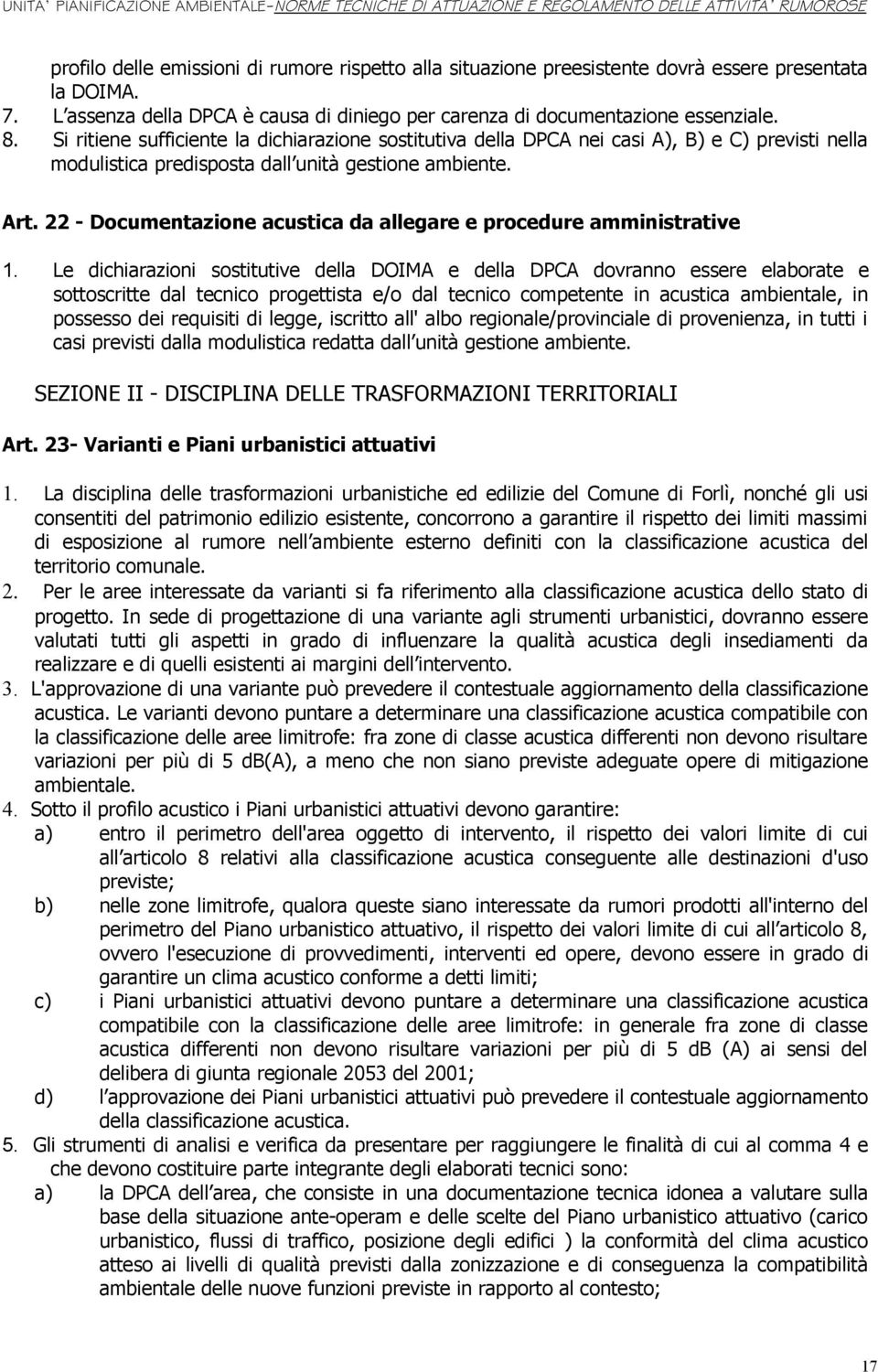 22 - Documentazione acustica da allegare e procedure amministrative 1.