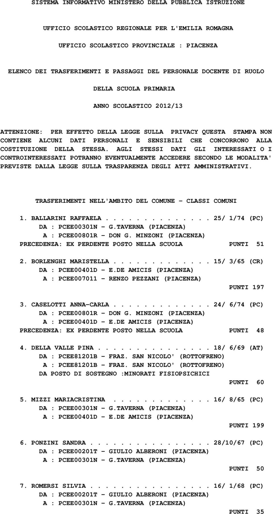 COSTITUZIONE DELLA STESSA. AGLI STESSI DATI GLI INTERESSATI O I CONTROINTERESSATI POTRANNO EVENTUALMENTE ACCEDERE SECONDO LE MODALITA' PREVISTE DALLA LEGGE SULLA TRASPARENZA DEGLI ATTI AMMINISTRATIVI.