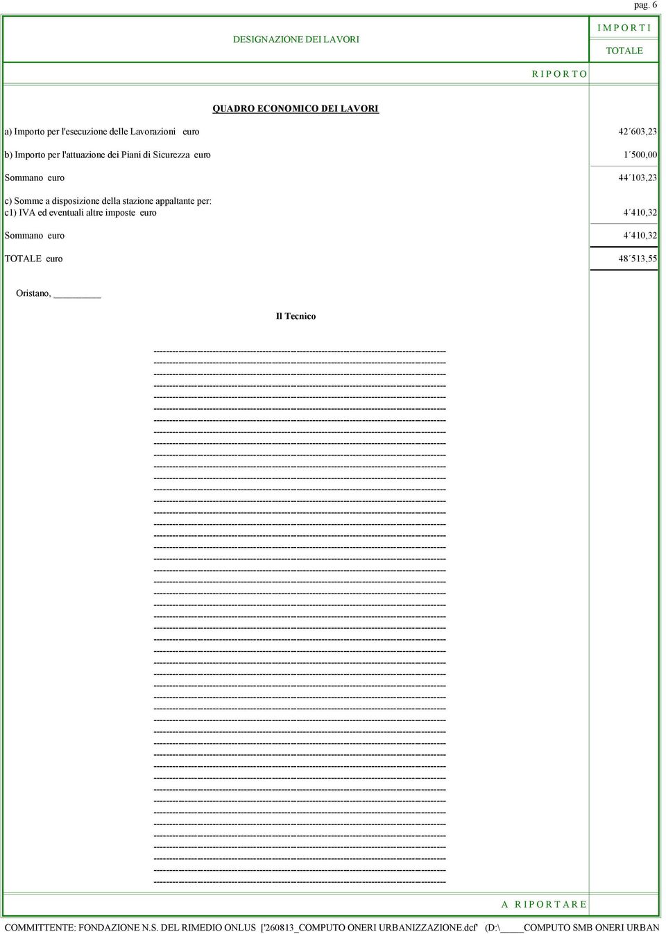 stazione appaltante per: c1) IVA ed eventuali altre imposte euro 4 410,32 Sommano euro 4 410,32 TOTALE euro 48 513,55