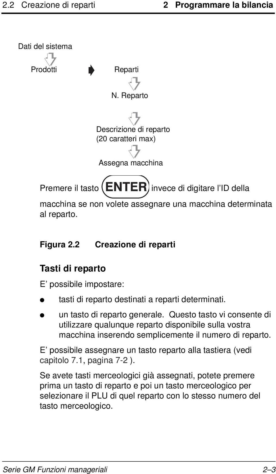 2 Creazione di reparti Tasti di reparto E possibile impostare: tasti di reparto destinati a reparti determinati. un tasto di reparto generale.