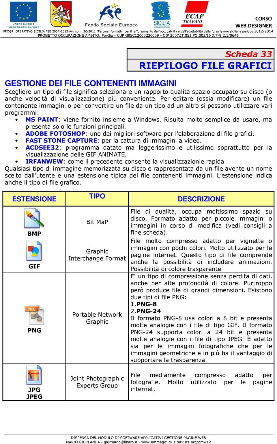 Per editare (ossia modificare) un file contenente immagini o per convertire un file da un tipo ad un altro si possono utilizzare vari programmi: MS PAINT: viene fornito insieme a Windows.