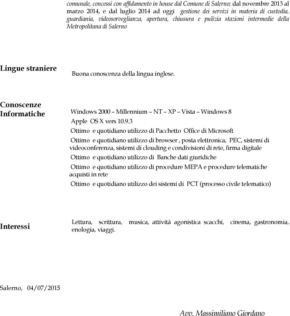 Conoscenze Informatiche Windows 2000 Millennium NT XP Vista Windows 8 Apple OS X vers 10.9.