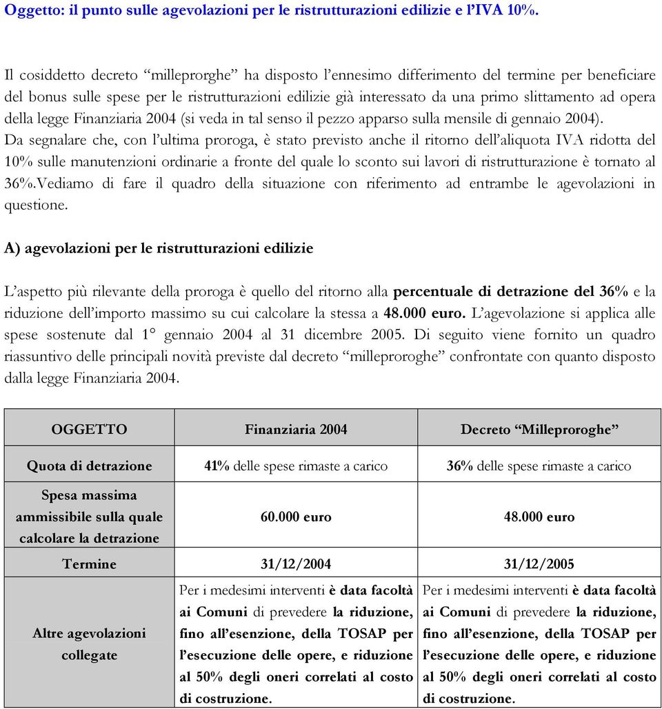 opera della legge Finanziaria 2004 (si veda in tal senso il pezzo apparso sulla mensile di gennaio 2004).