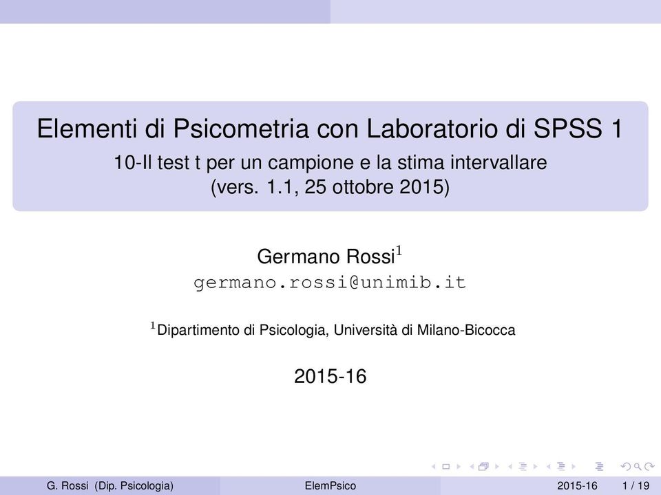 1, 25 ottobre 2015) Germano Rossi 1 germano.rossi@unimib.