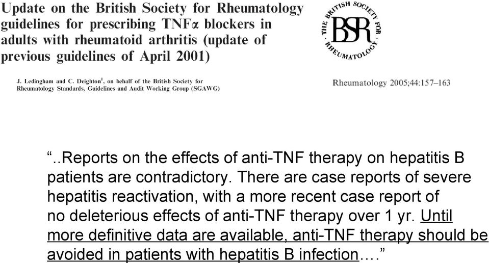 of no deleterious effects of anti-tnf therapy over 1 yr.