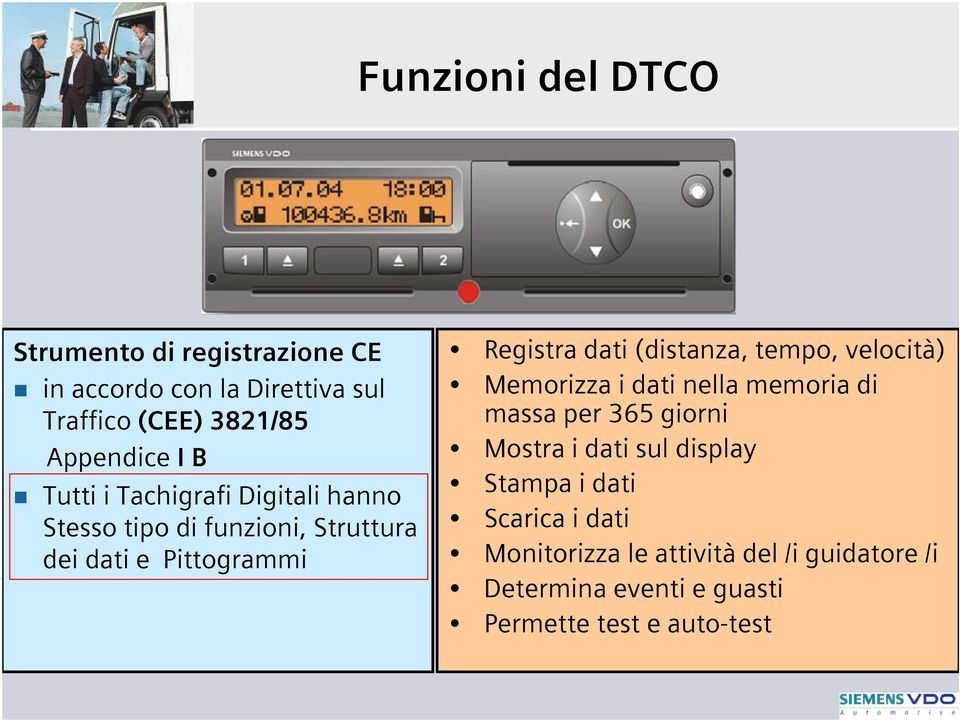 (distanza, tempo, velocità) Memorizza i dati nella memoria di massa per 365 giorni Mostra i dati sul display