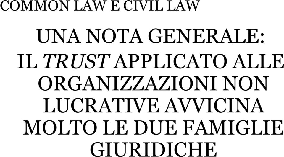 ORGANIZZAZIONI NON LUCRATIVE