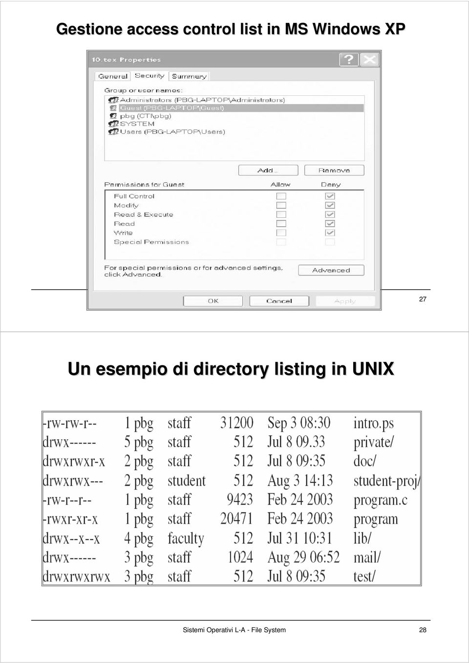 System 27 Un esempio di directory