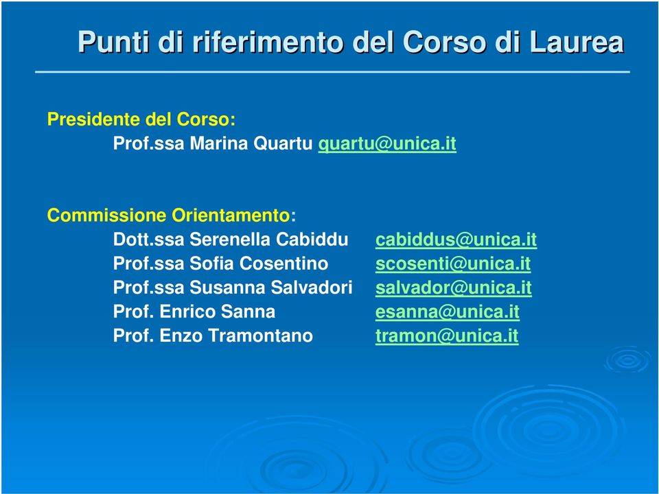 ssa Serenella Cabiddu Prof.ssa Sofia Cosentino Prof.ssa Susanna Salvadori Prof.