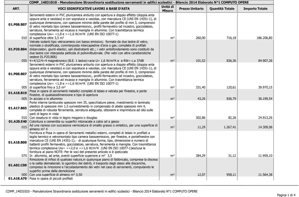 B07 di vetro montato tipo camera bassoemissivo;, profili fermavetro od incastro, gocciolatoio, serratura, ferramenta ad incasso e maniglia in alluminio.