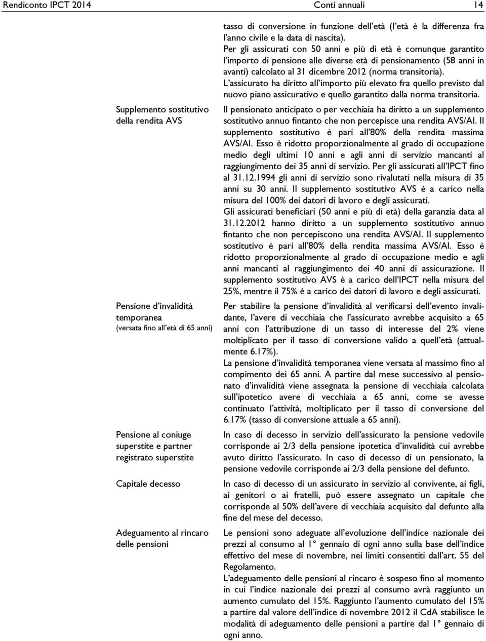 Per gli assicurati con 50 anni e più di età è comunque garantito l importo di pensione alle diverse età di pensionamento (58 anni in avanti) calcolato al 31 dicembre 2012 (norma transitoria).