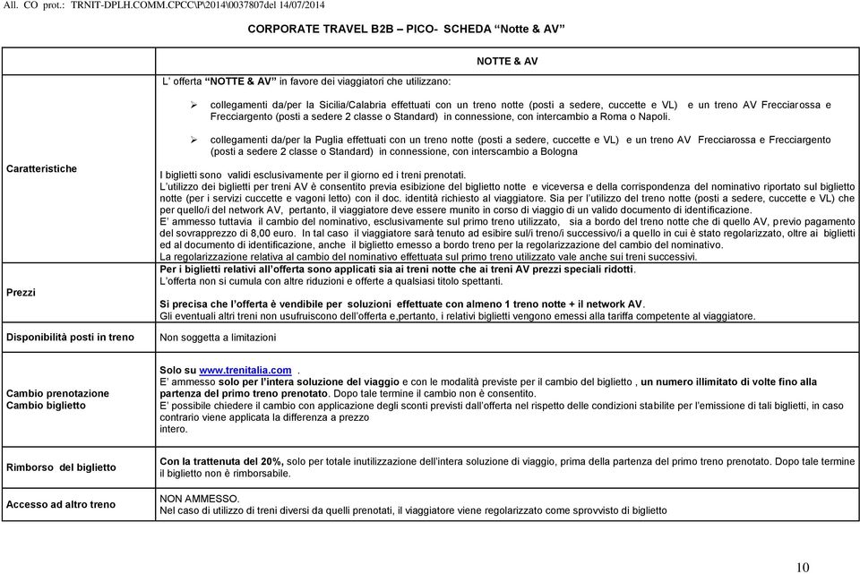 Prezzi Disponibilità posti in treno collegamenti da/per la Puglia effettuati con un treno notte (posti a sedere, cuccette e VL) e un treno AV Frecciarossa e Frecciargento (posti a sedere 2 classe o