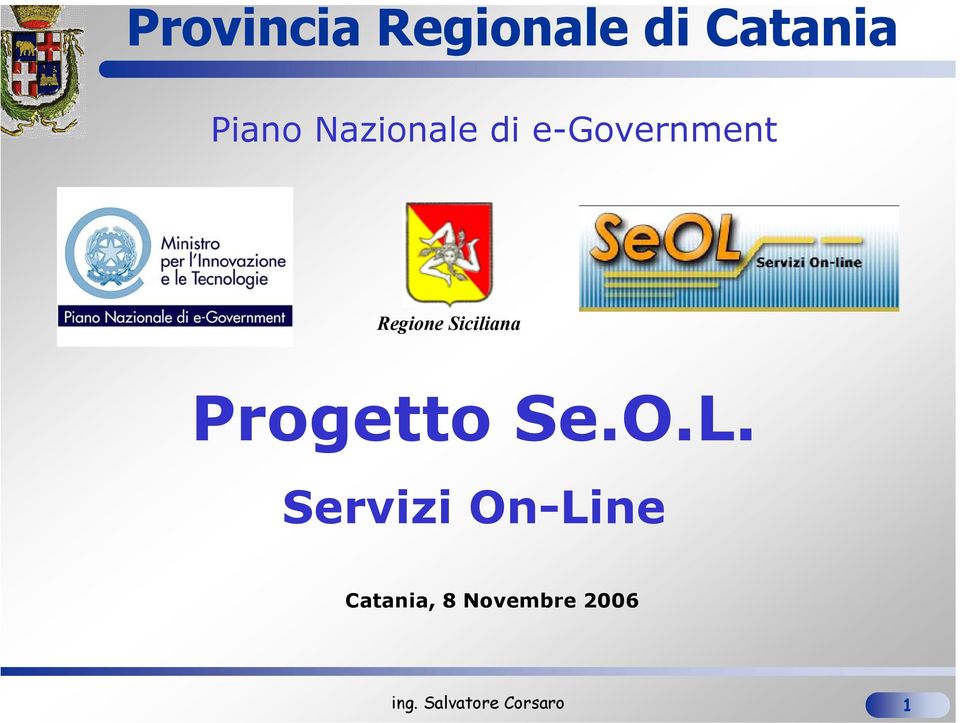 Regione Siciliana Progetto Se.O.L.