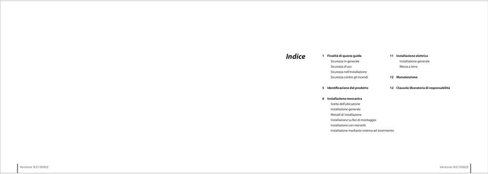 Clausola liberatoria di responsabilità 6 Installazione meccanica Scelta dell'ubicazione Installazione generale Metodi di