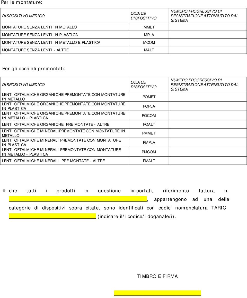 PREMONTATE CON MONTATURE IN PLASTICA LENTI OFTALMICHE MINERALI PREMONTATE CON MONTATURE IN METALLO - PLASTICA LENTI OFTALMICHE MINERALI PRE MONTATE - ALTRE POMET POPLA POCOM POALT PMMET PMPLA PMCOM