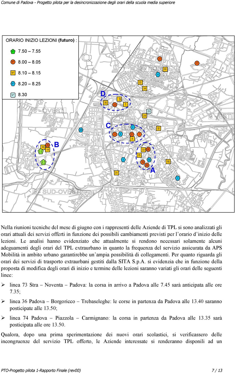 gli orari attuali dei servizi offerti in funzione dei possibili cambiamenti previsti per l orario d inizio delle lezioni.