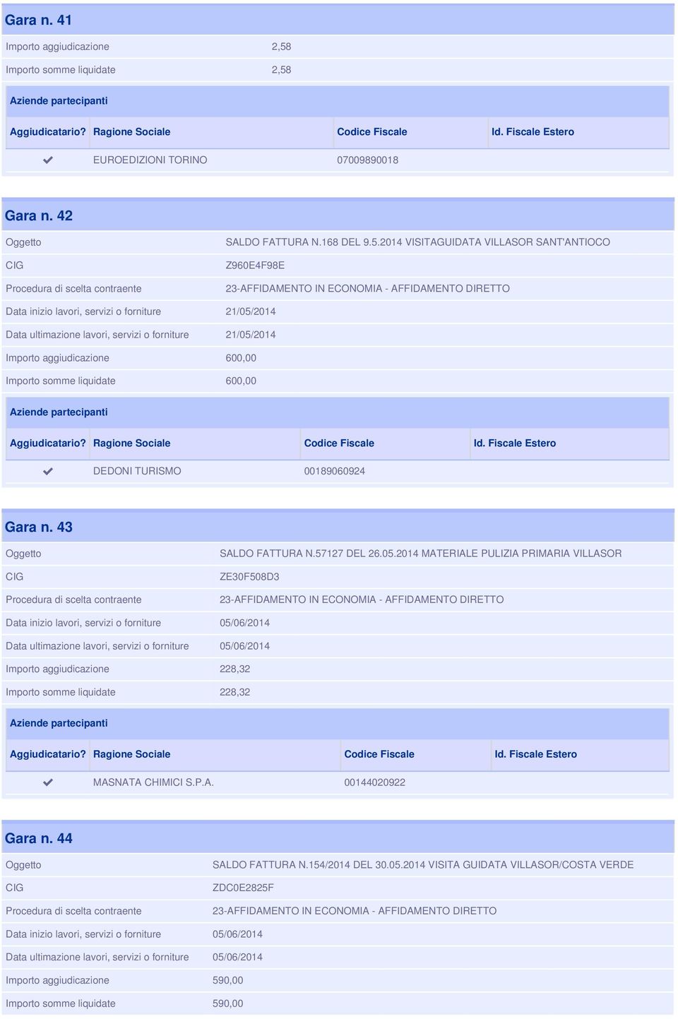 EUROEDIZIONI TORINO 07009890018 Gara n. 42 SALDO FATTURA N.168 DEL 9.5.