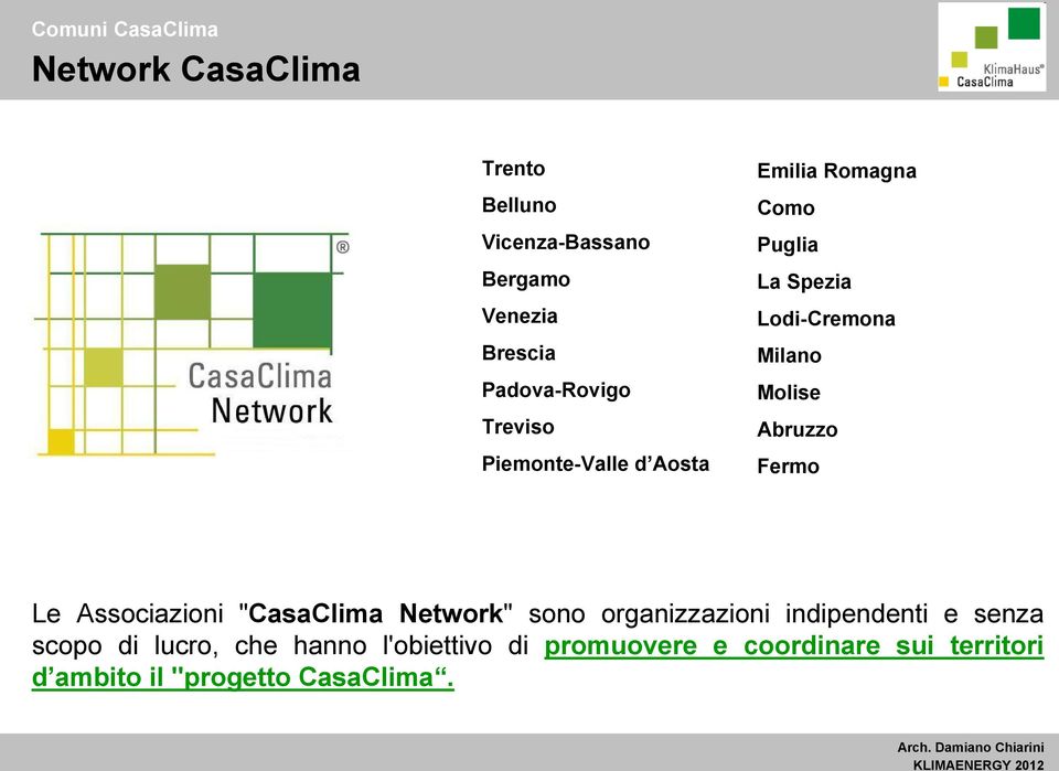Milano Molise Abruzzo Fermo Le Associazioni "CasaClima Network" sono organizzazioni indipendenti e